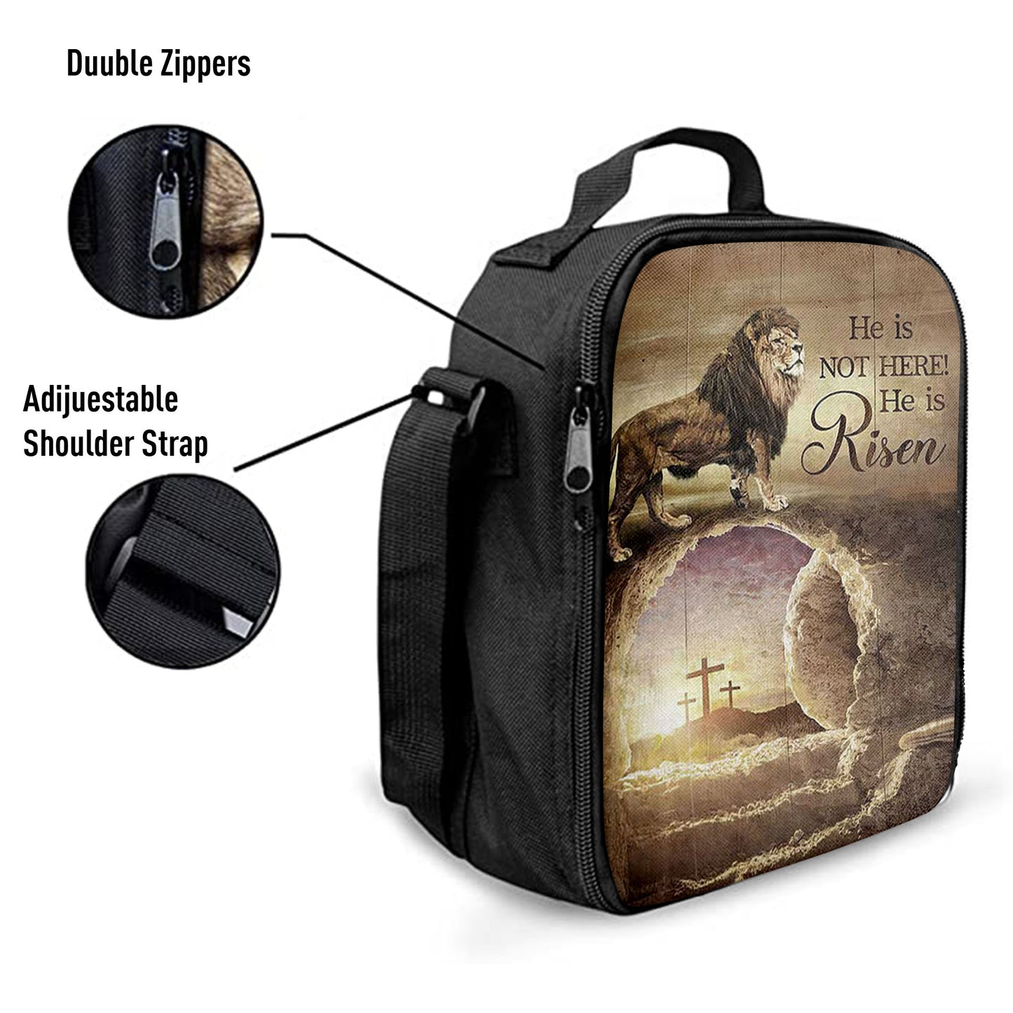 Christian Lunch Bag, Lunch Bag, He Is Risen Lunchbag, The Empty Tomb Lion Lunchbag, Lunch Bags For Adults