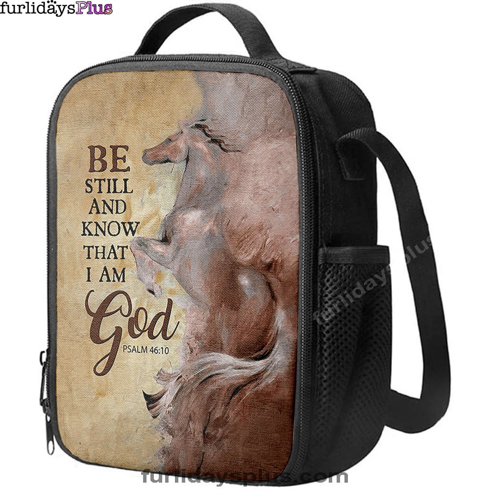 Christian Lunch Bag, Lunch Bag, Horse Be Still And Know That I Am God Lunch Bag, Lunch Bags For Adults