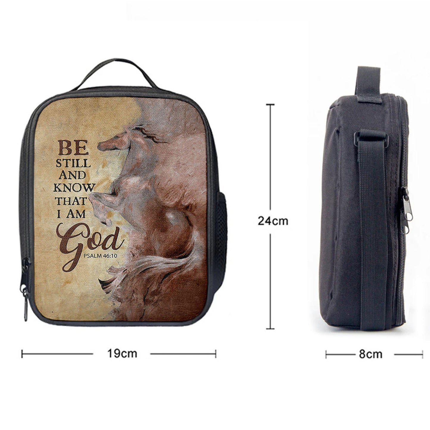 Christian Lunch Bag, Lunch Bag, Horse Be Still And Know That I Am God Lunch Bag, Lunch Bags For Adults