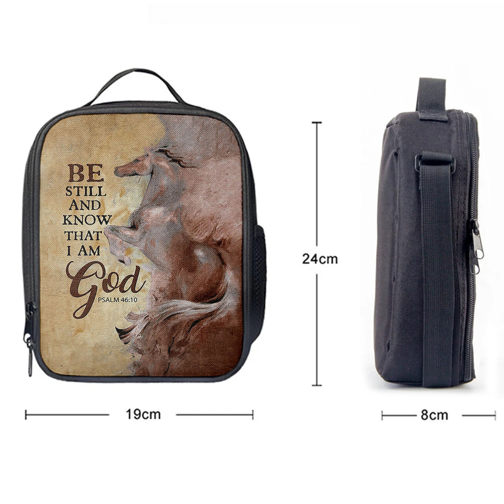 Christian Lunch Bag, Lunch Bag, Horse Be Still And Know That I Am God Lunch Bag, Lunch Bags For Adults