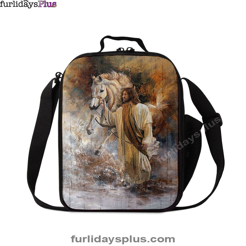 Christian Lunch Bag, Lunch Bag, Horse Jesus Christ Painting Lunchbag, Christian Art, Lunch Bags For Adults