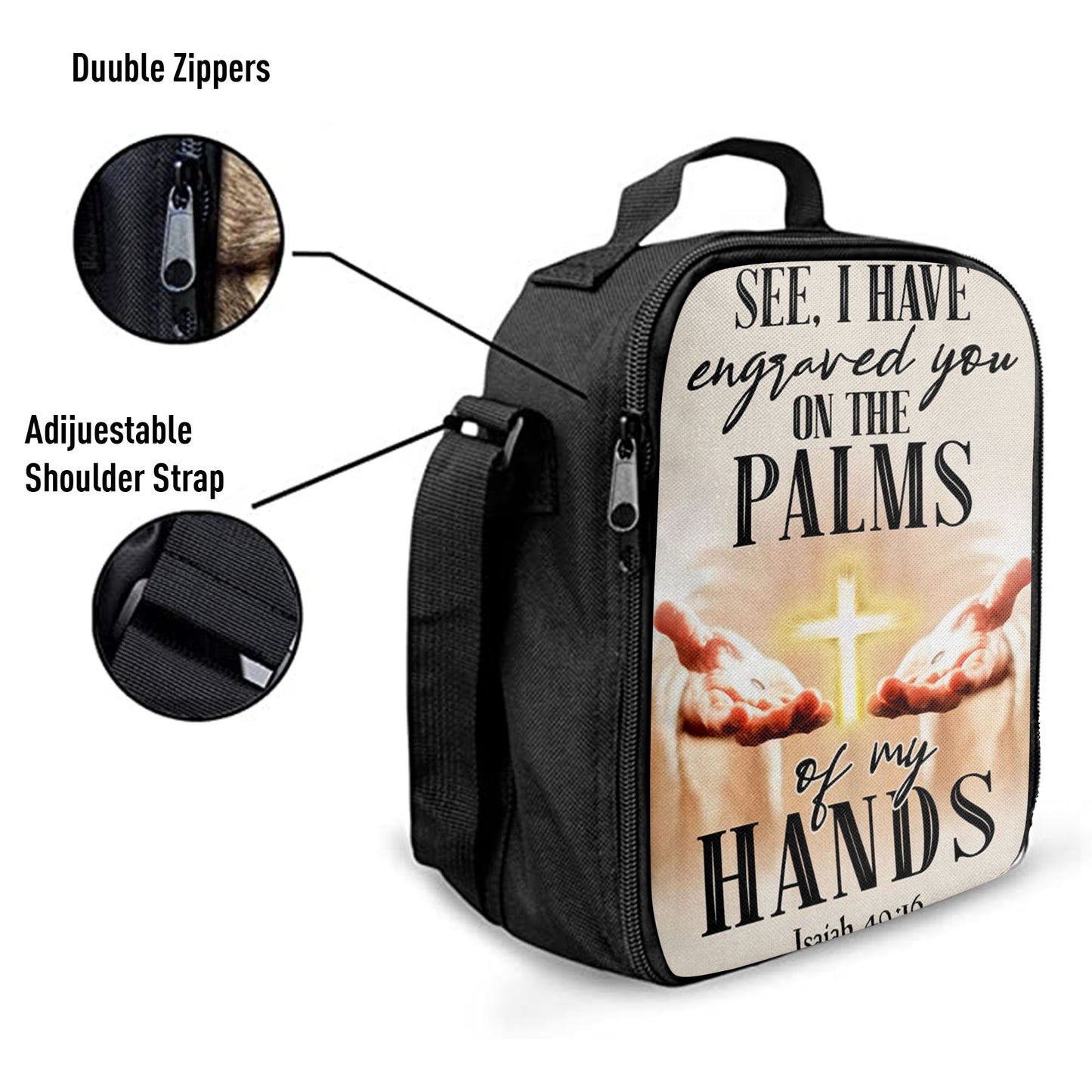 Christian Lunch Bag, Lunch Bag, I Have Engraved You On The Palms Of My Hands Isaiah 4916 Lunchbag, Lunch Bags For Adults