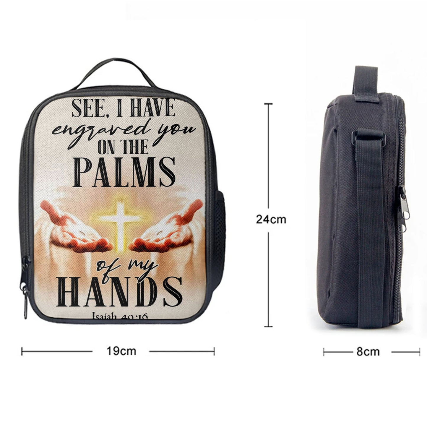 Christian Lunch Bag, Lunch Bag, I Have Engraved You On The Palms Of My Hands Isaiah 4916 Lunchbag, Lunch Bags For Adults