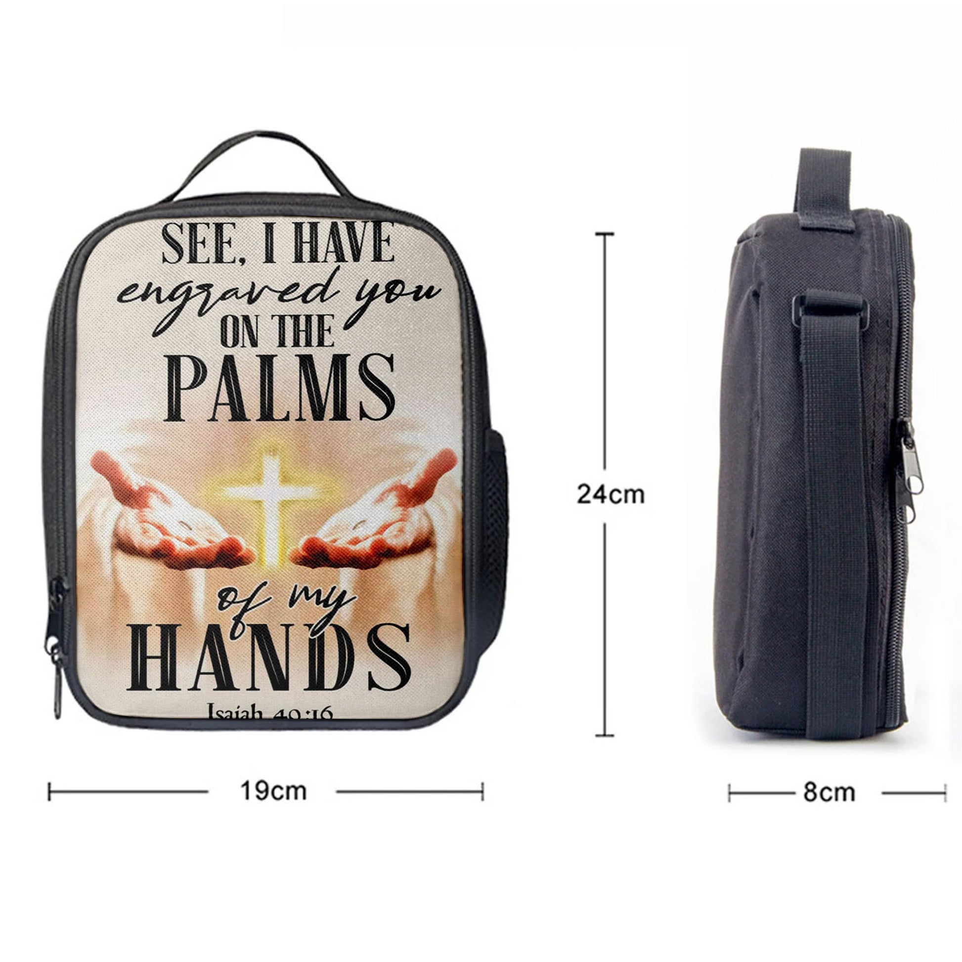 Christian Lunch Bag, Lunch Bag, I Have Engraved You On The Palms Of My Hands Isaiah 4916 Lunchbag, Lunch Bags For Adults