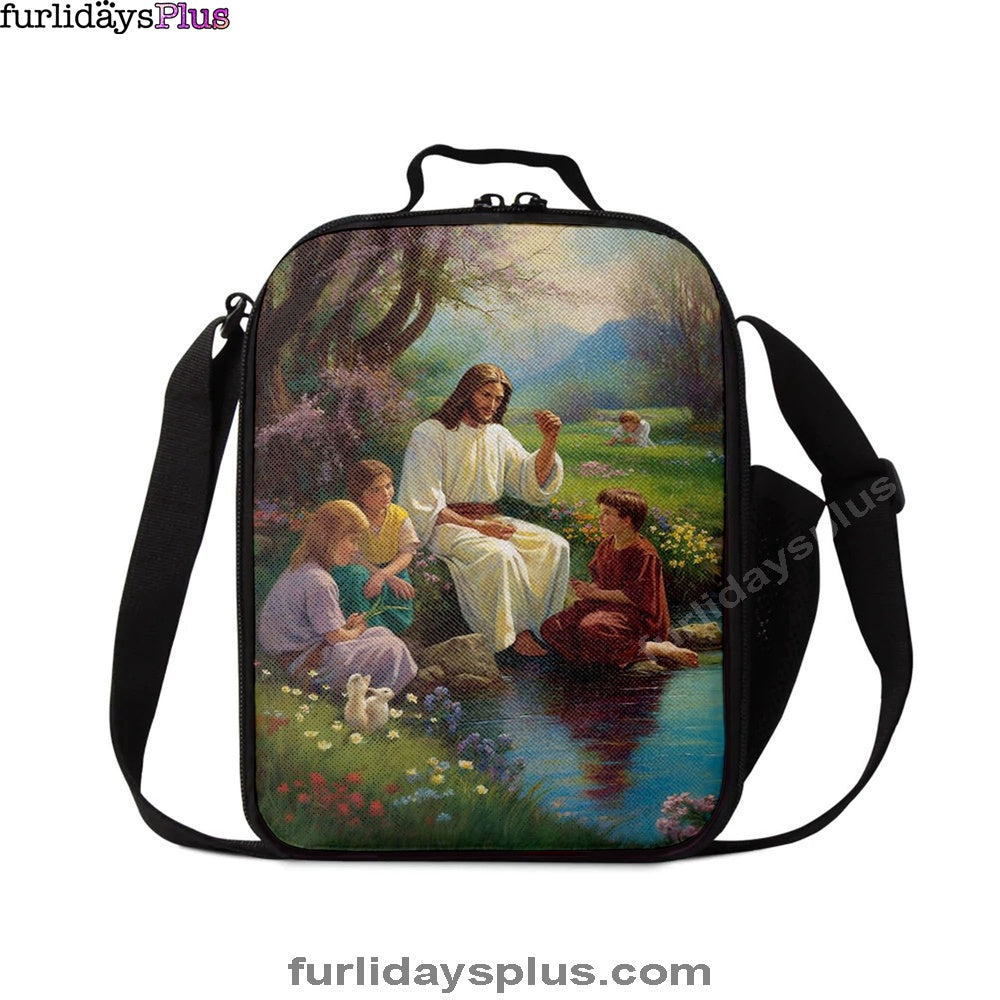 Christian Lunch Bag, Lunch Bag, Jesus Christ With Children Lunchbag, Lunch Bags For Adults