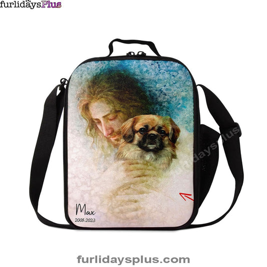 Christian Lunch Bag, Lunch Bag, Jesus Holding A Dog Custom Lunch Bag, Personalized Pet Memorial Lunchbag, Pet Memorial Gifts, Lunch Bags For Adults