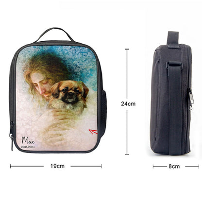 Christian Lunch Bag, Lunch Bag, Jesus Holding A Dog Custom Lunch Bag, Personalized Pet Memorial Lunchbag, Pet Memorial Gifts, Lunch Bags For Adults