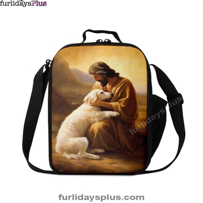 Christian Lunch Bag, Lunch Bag, Jesus Holding A Dog Lunchbag, Lunch Bags For Adults