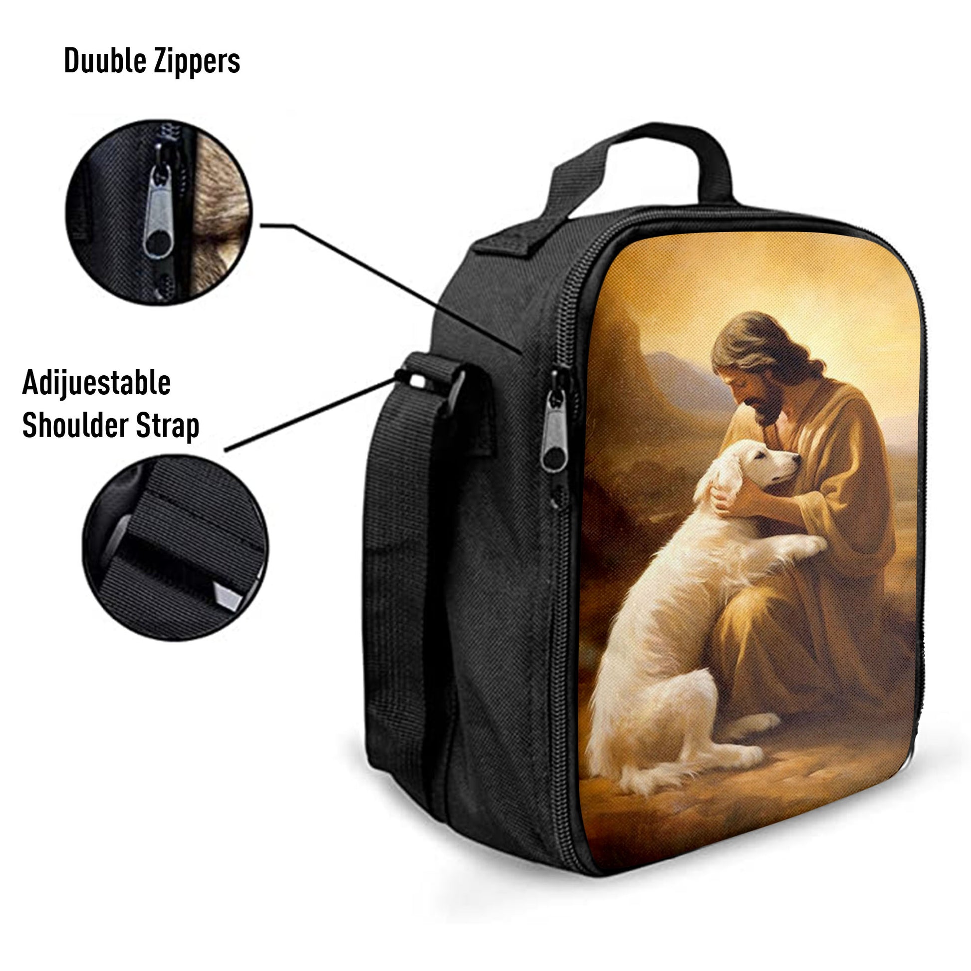 Christian Lunch Bag, Lunch Bag, Jesus Holding A Dog Lunchbag, Lunch Bags For Adults