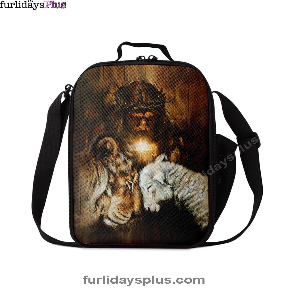 Christian Lunch Bag, Lunch Bag, Jesus Lion And Lamb Cross Lunch Bag, Lunch Bags For Adults