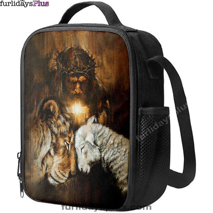 Christian Lunch Bag, Lunch Bag, Jesus Lion And Lamb Cross Lunch Bag, Lunch Bags For Adults