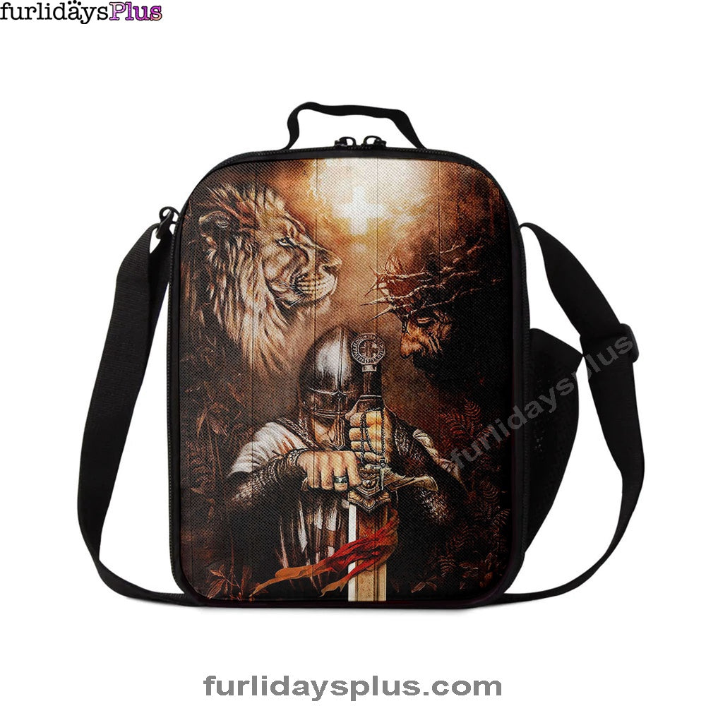 Christian Lunch Bag, Lunch Bag, Jesus Lion And Warrior Lunchbag, Christian Art, Lunch Bags For Adults