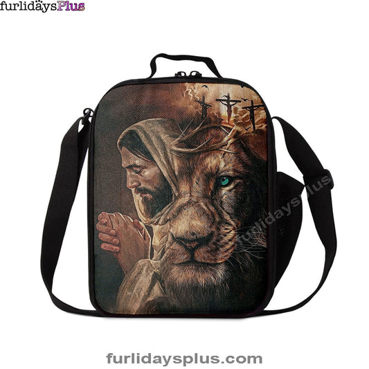 Christian Lunch Bag, Lunch Bag, Jesus Lion Cross Eyes Half Jesus Half Lion Lunch Bag, Lunch Bags For Adults