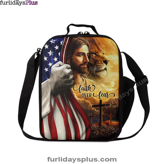 Christian Lunch Bag, Lunch Bag, Jesus Lion Faith Over Fear Lunch Bag, Lunch Bags For Adults