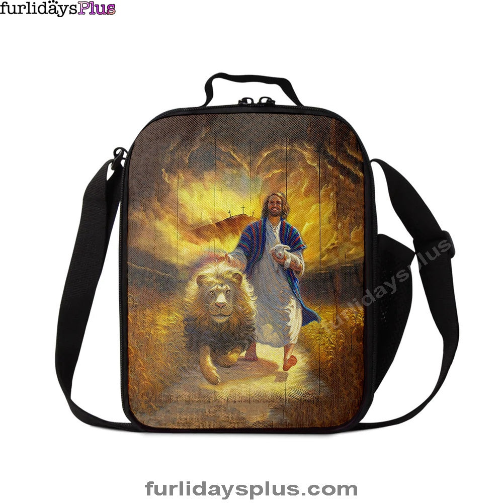 Christian Lunch Bag, Lunch Bag, Jesus Lion & Lamb Lunch Bag, Lunch Bags For Adults