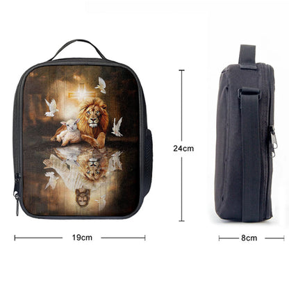 Christian Lunch Bag, Lunch Bag, Jesus Lion Lamb Of God And Dove Lunchbag, Christian Art, Lunch Bags For Adults