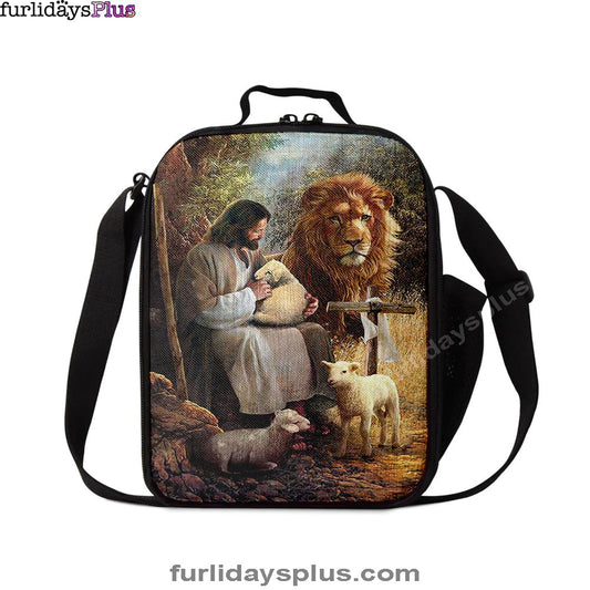 Christian Lunch Bag, Lunch Bag, Jesus Lion Of Judah And The Lambs Lunch Bag, Lunch Bags For Adults