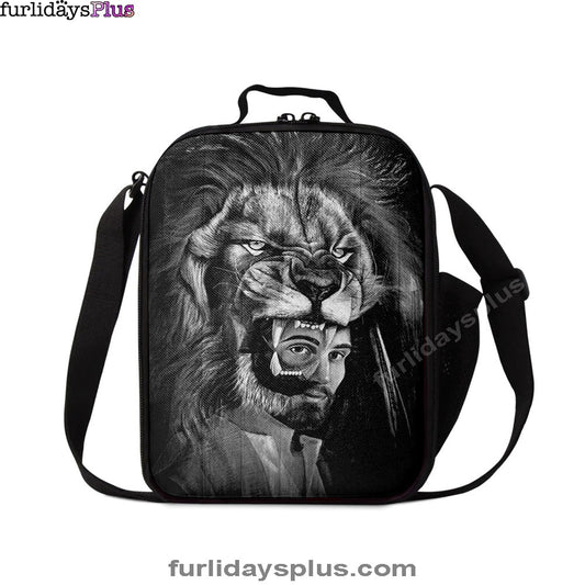 Christian Lunch Bag, Lunch Bag, Jesus Lion Of Judah Black And White Lunch Bag, Lunch Bags For Adults