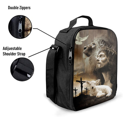 Christian Lunch Bag, Lunch Bag, Jesus Lion Sheep Cross Dove Lunchbag, Lunch Bags For Adults