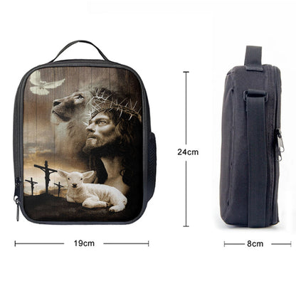 Christian Lunch Bag, Lunch Bag, Jesus Lion Sheep Cross Dove Lunchbag, Lunch Bags For Adults