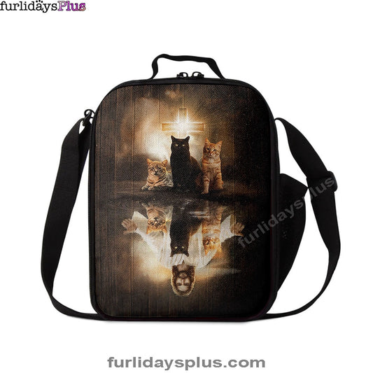 Christian Lunch Bag, Lunch Bag, Jesus Lovely Cat Light Cross Lunch Bag, Lunch Bags For Adults