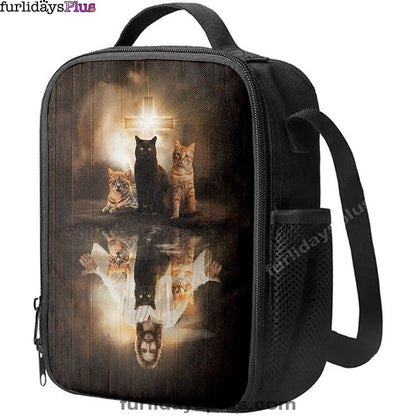 Christian Lunch Bag, Lunch Bag, Jesus Lovely Cat Light Cross Lunch Bag, Lunch Bags For Adults