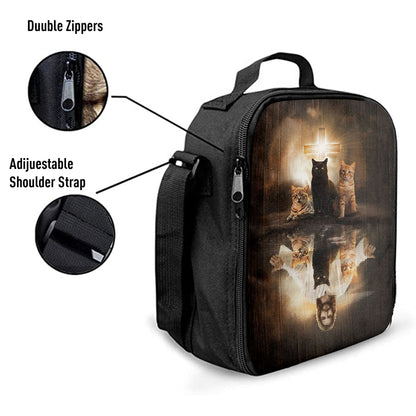 Christian Lunch Bag, Lunch Bag, Jesus Lovely Cat Light Cross Lunch Bag, Lunch Bags For Adults