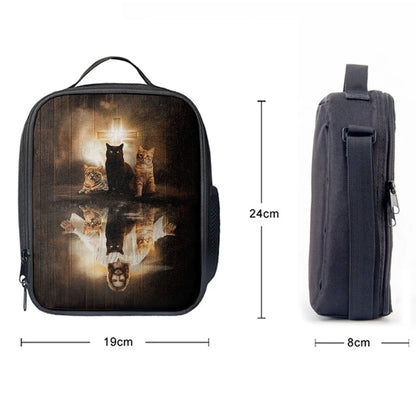 Christian Lunch Bag, Lunch Bag, Jesus Lovely Cat Light Cross Lunch Bag, Lunch Bags For Adults