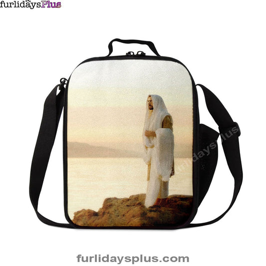 Christian Lunch Bag, Lunch Bag, Jesus On Mountain Lunch Bag, Jesus Pictures, Lunch Bags For Adults