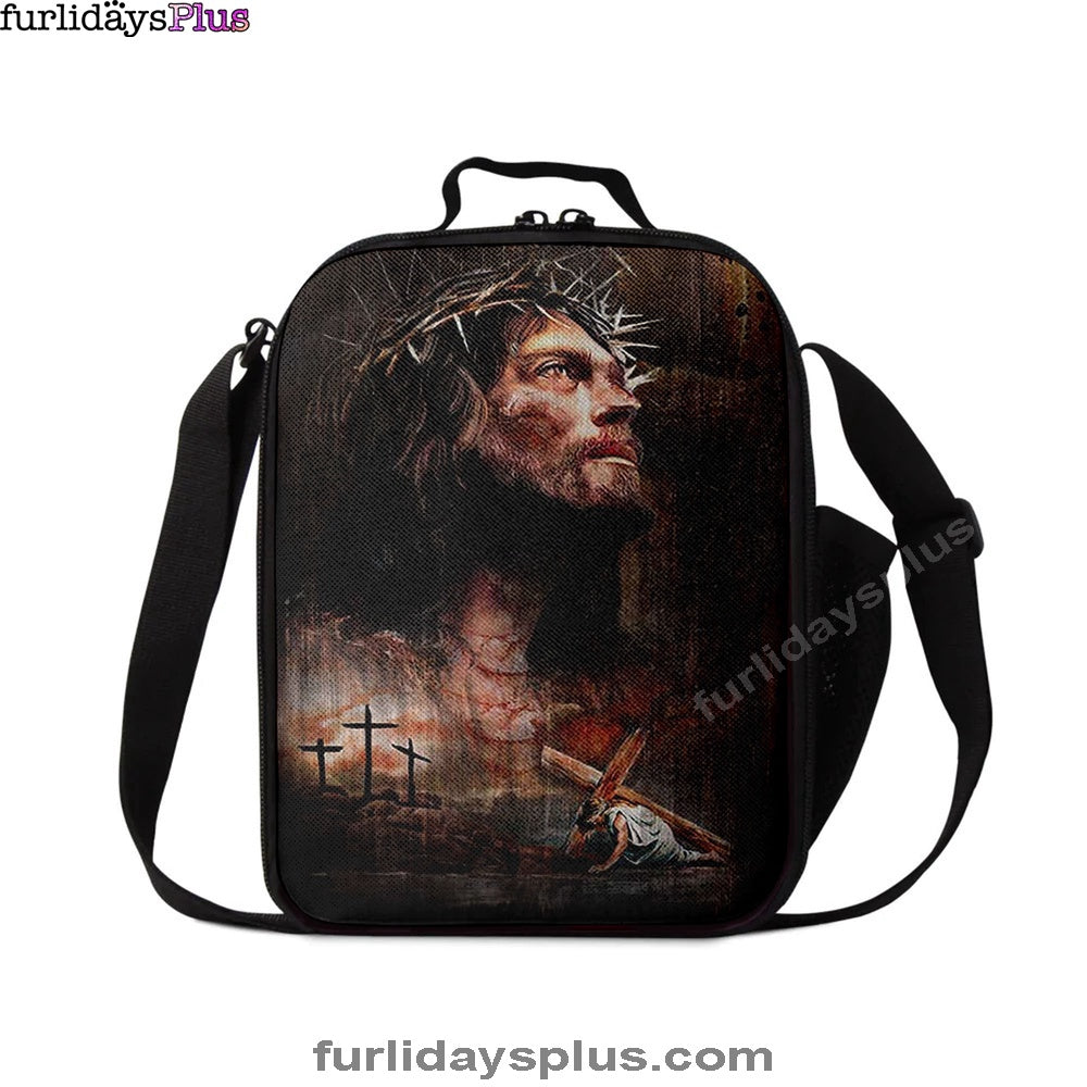 Christian Lunch Bag, Lunch Bag, Jesus On The Cross Crown Of Thorn Lunchbag, Life Of Jesus Lunch Bag, Lunch Bags For Adults