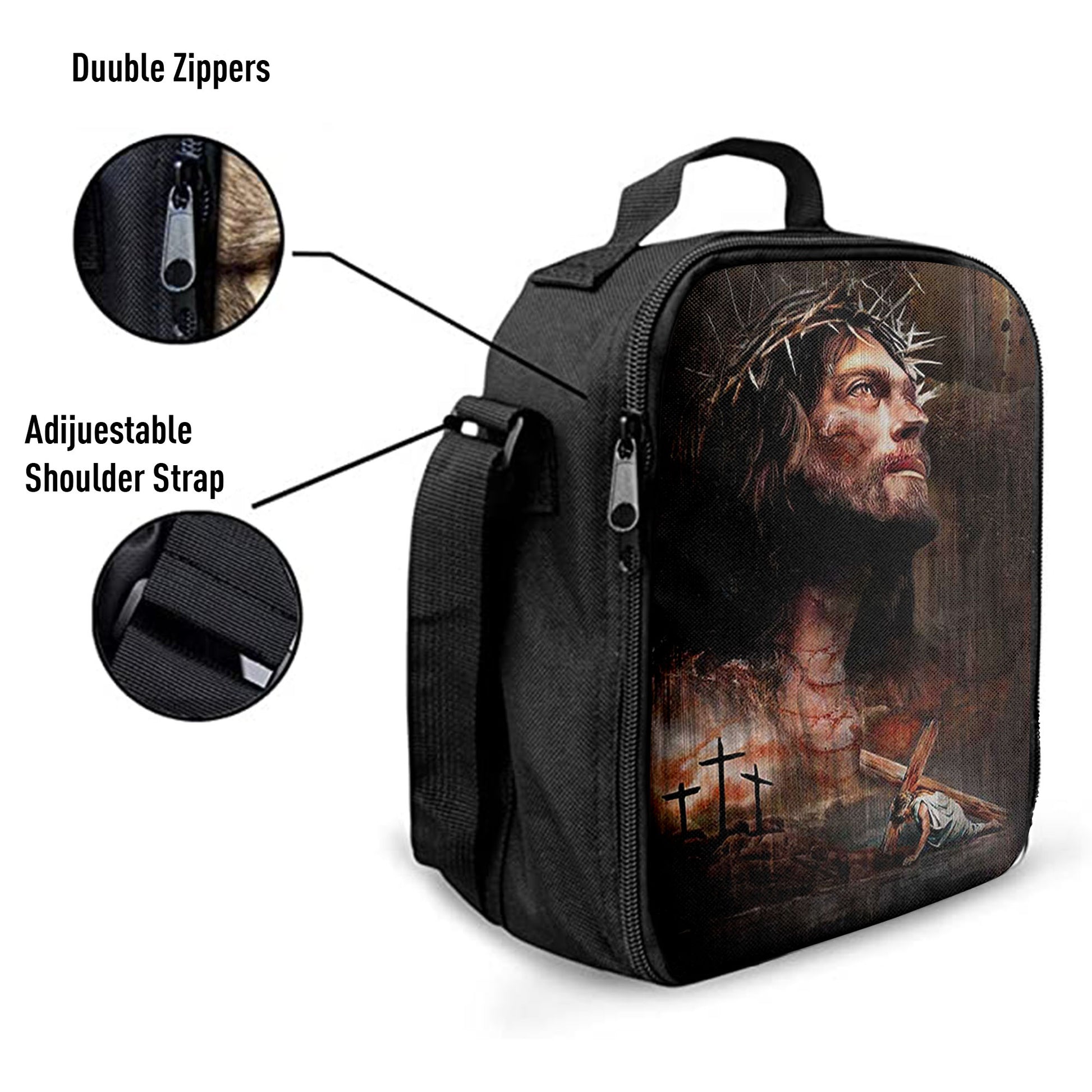 Christian Lunch Bag, Lunch Bag, Jesus On The Cross Crown Of Thorn Lunchbag, Life Of Jesus Lunch Bag, Lunch Bags For Adults