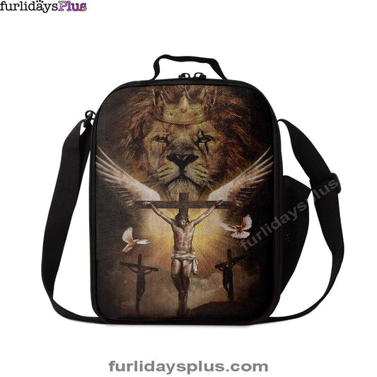Christian Lunch Bag, Lunch Bag, Jesus On The Cross Lion Lunchbag, Lunch Bags For Adults