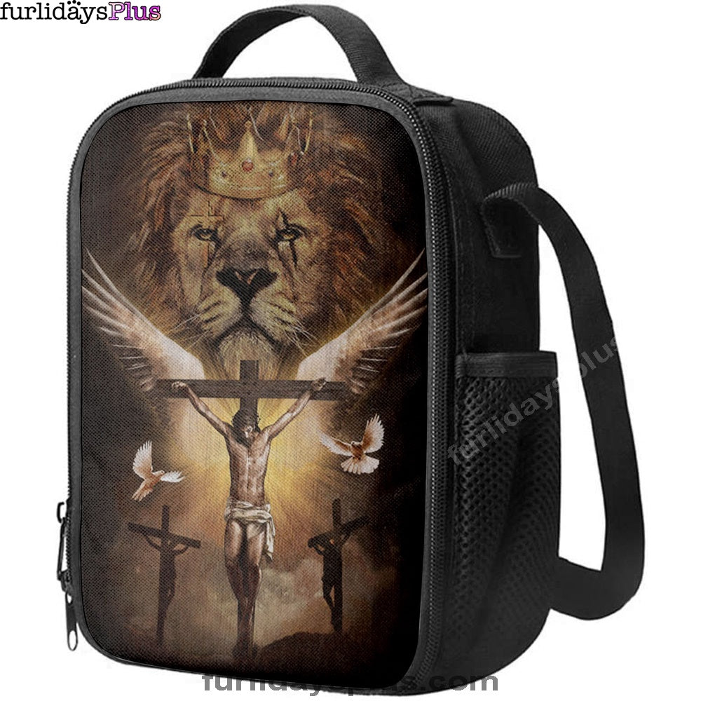 Christian Lunch Bag, Lunch Bag, Jesus On The Cross Lion Lunchbag, Lunch Bags For Adults
