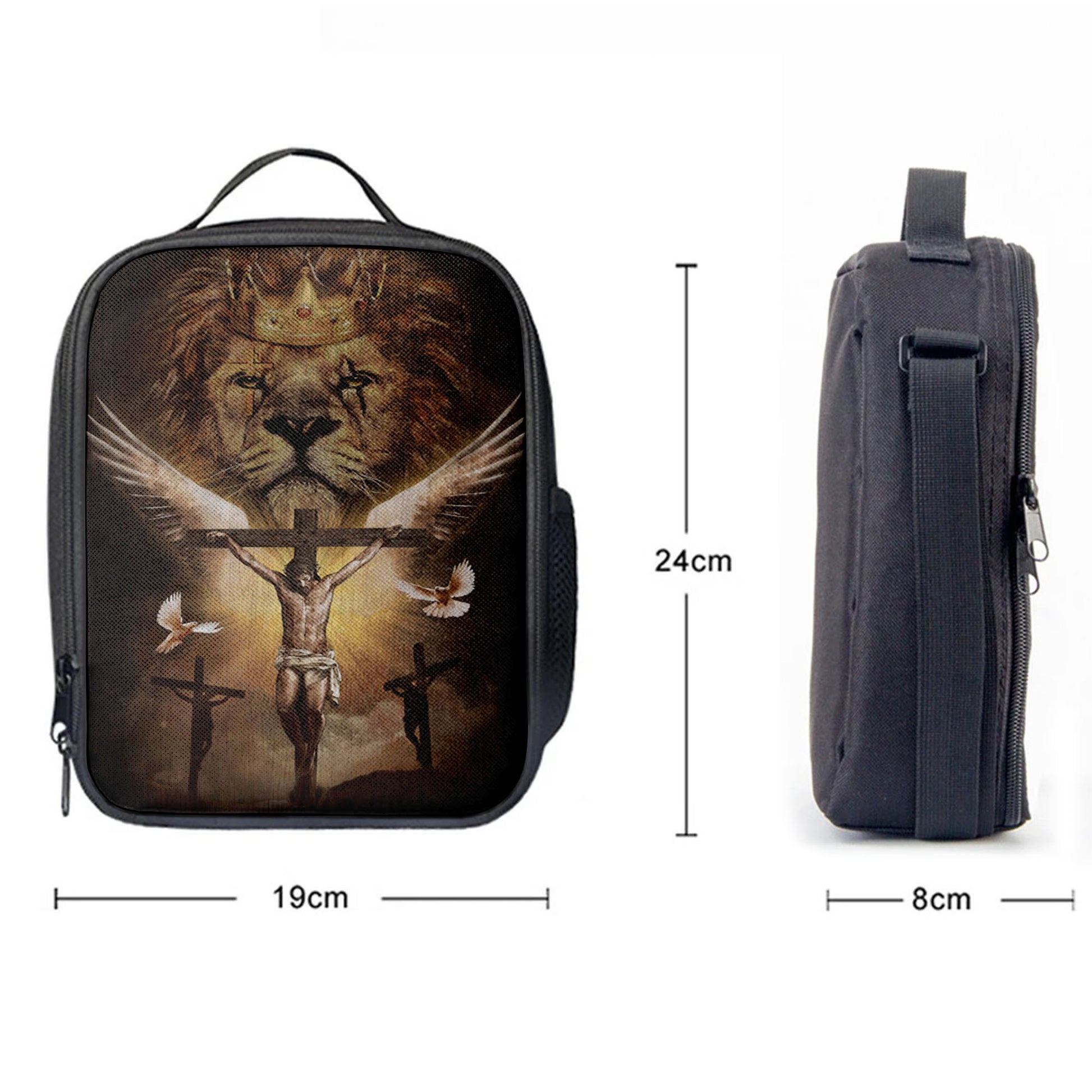 Christian Lunch Bag, Lunch Bag, Jesus On The Cross Lion Lunchbag, Lunch Bags For Adults