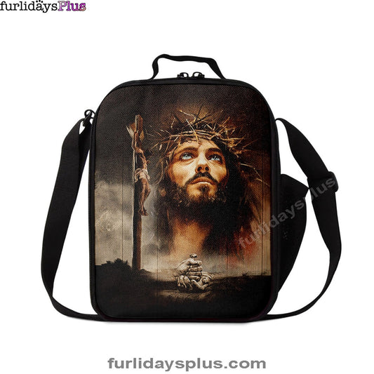 Christian Lunch Bag, Lunch Bag, Jesus On The Cross With Crown Of Thorns Lunch Bag, Lunch Bags For Adults