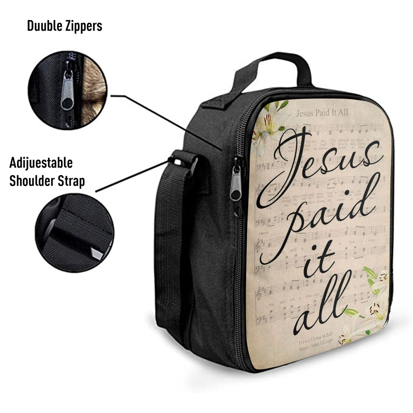 Christian Lunch Bag, Lunch Bag, Jesus Paid It All Sheet Music Lunch Bag, Easter Lunch Bag, Lunch Bags For Adults