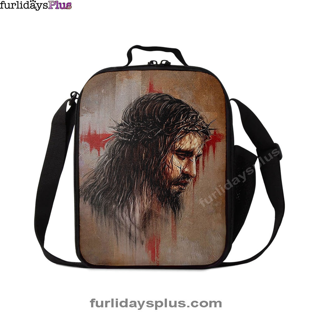 Christian Lunch Bag, Lunch Bag, Jesus Paid It All Thorn Of Crown Lunchbag, Christian Art, Lunch Bags For Adults