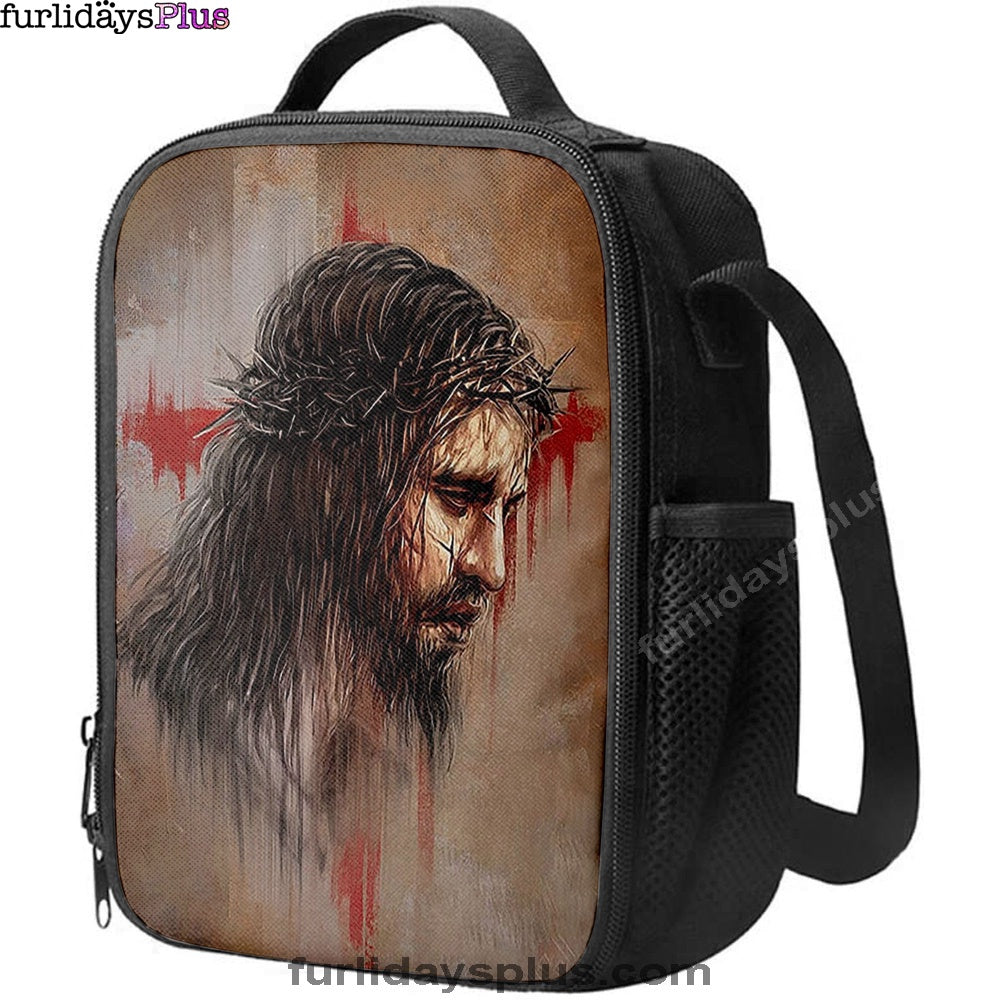 Christian Lunch Bag, Lunch Bag, Jesus Paid It All Thorn Of Crown Lunchbag, Christian Art, Lunch Bags For Adults