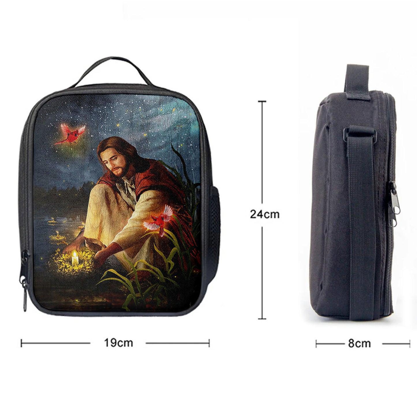 Christian Lunch Bag, Lunch Bag, Jesus Painting Red Cardinal Advent Candles Lunch Bag, Lunch Bags For Adults
