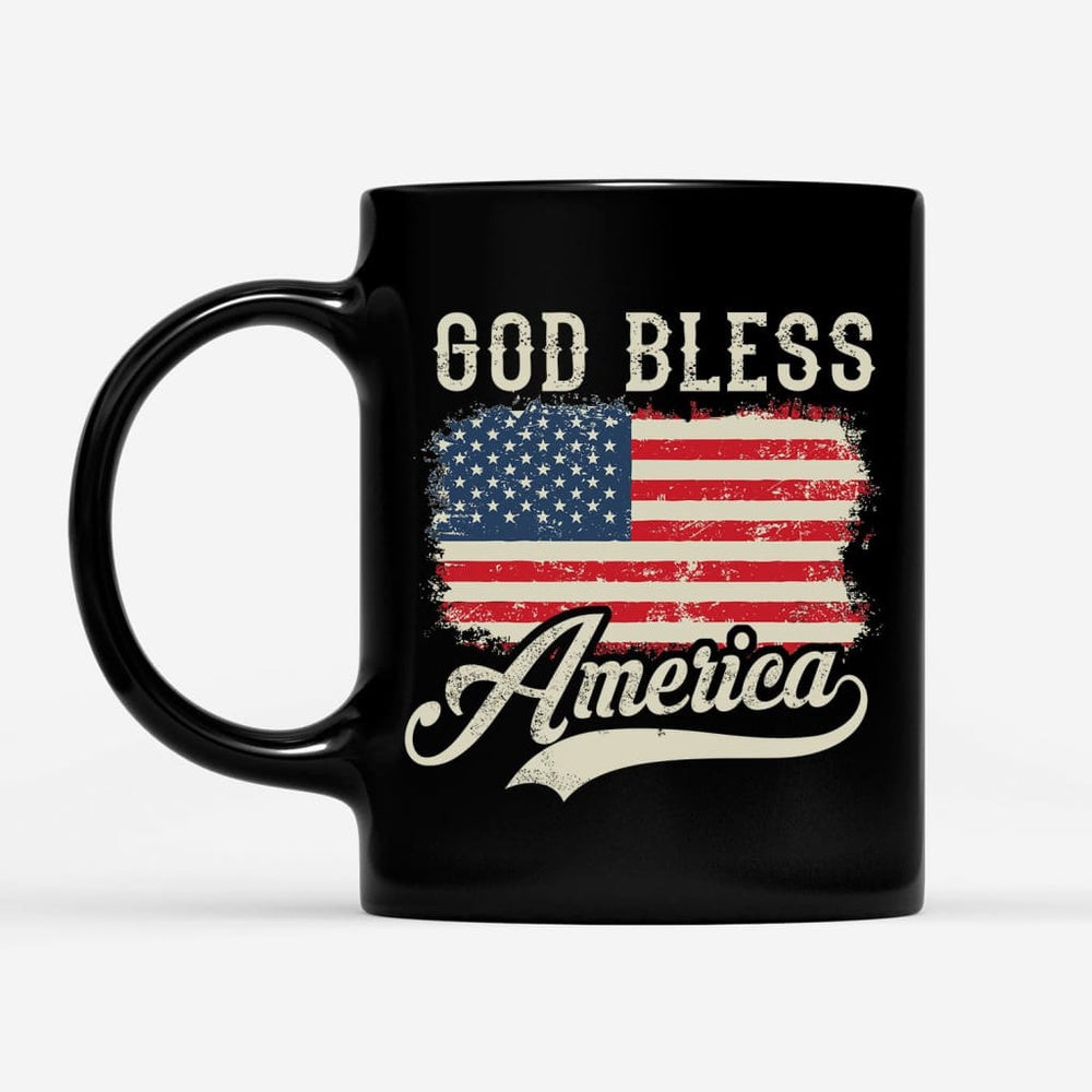 Christian Mug, Christian Patriotic Coffee Mug American Flag God Bless America, Religious Coffee Mugs, Scripture Coffee Mugs