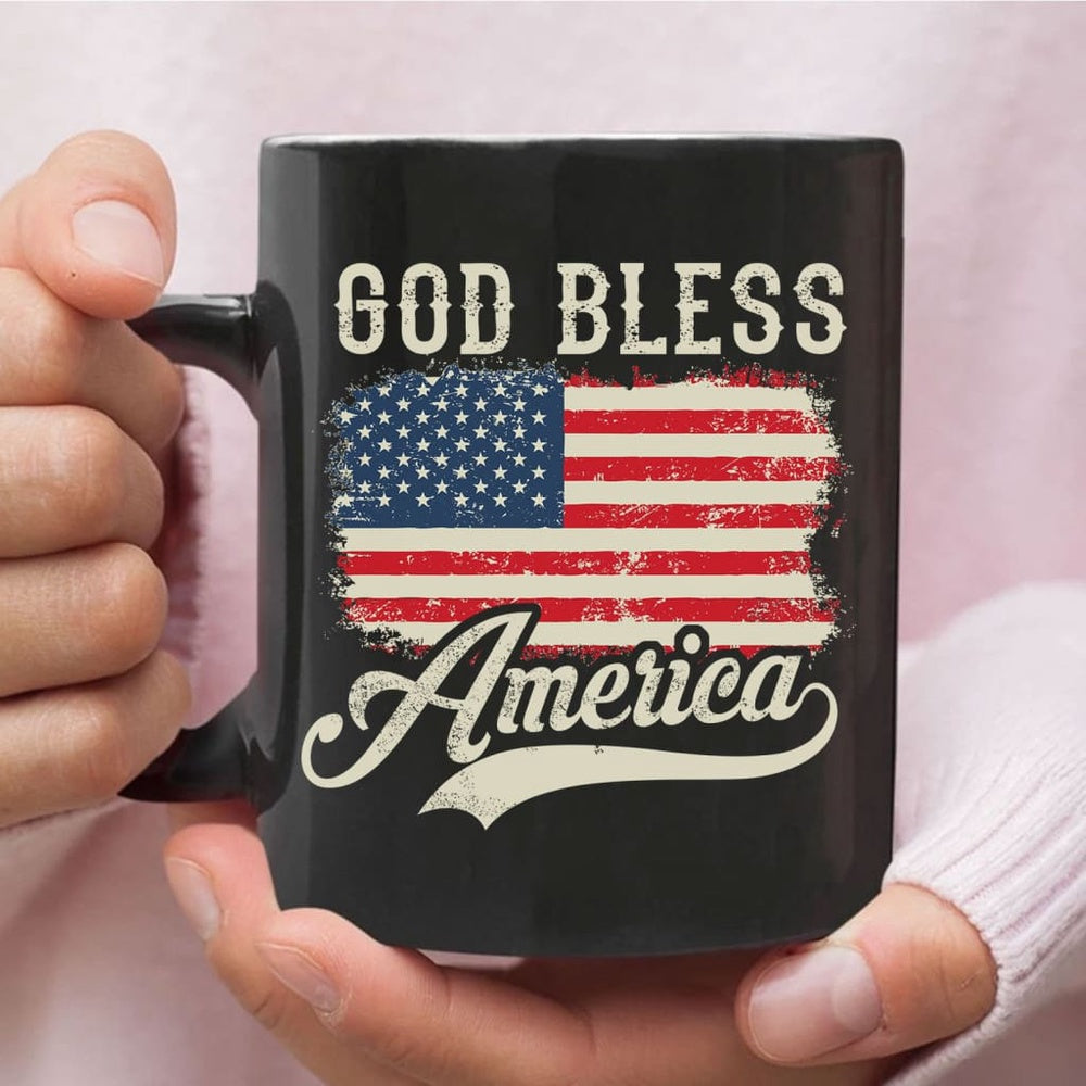 Christian Mug, Christian Patriotic Coffee Mug American Flag God Bless America, Religious Coffee Mugs, Scripture Coffee Mugs
