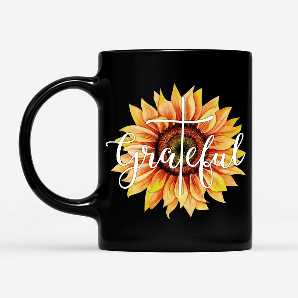 Christian Mug, Grateful, Sunflower Christian Coffee Mug, Religious Coffee Mugs, Scripture Coffee Mugs