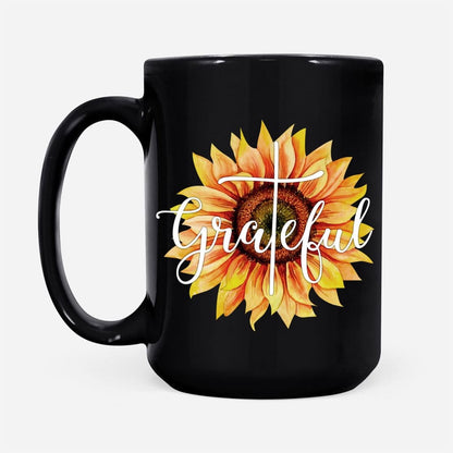 Christian Mug, Grateful, Sunflower Christian Coffee Mug, Religious Coffee Mugs, Scripture Coffee Mugs
