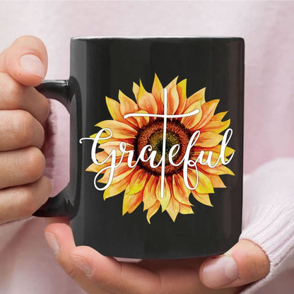 Christian Mug, Grateful, Sunflower Christian Coffee Mug, Religious Coffee Mugs, Scripture Coffee Mugs
