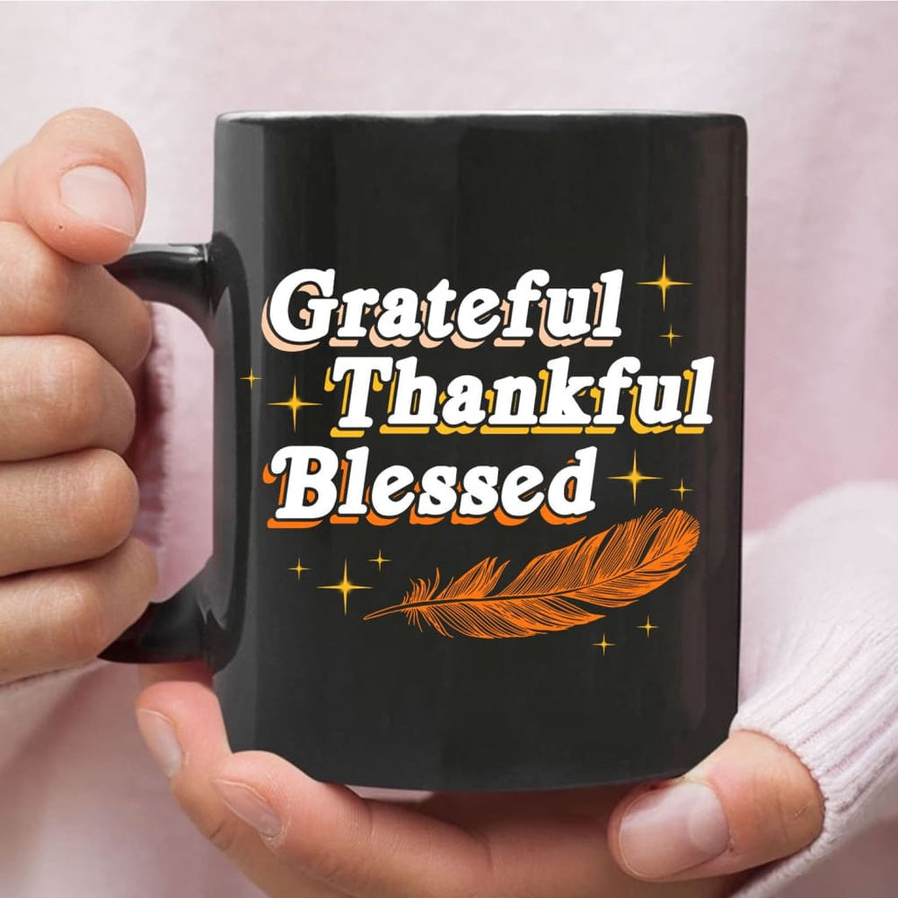 Christian Mug, Grateful Thankful Blessed Thanksgiving Coffee Mug, Religious Coffee Mugs, Scripture Coffee Mugs