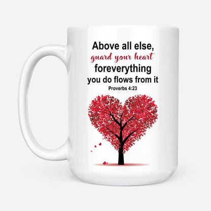 Christian Mug, Proverbs 423 Above All Else Guard Your Heart Christian Coffee Mug, Religious Coffee Mugs, Scripture Coffee Mugs