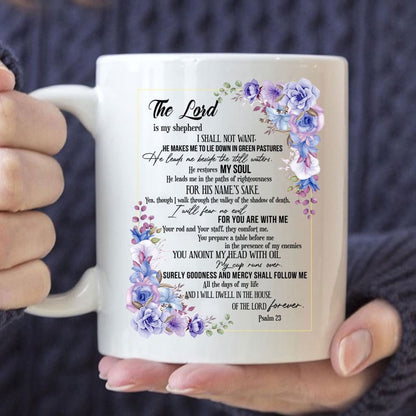 Christian Mug, The Lord Is My Shepherd Psalm 23 Coffee Mug, Religious Coffee Mugs, Scripture Coffee Mugs