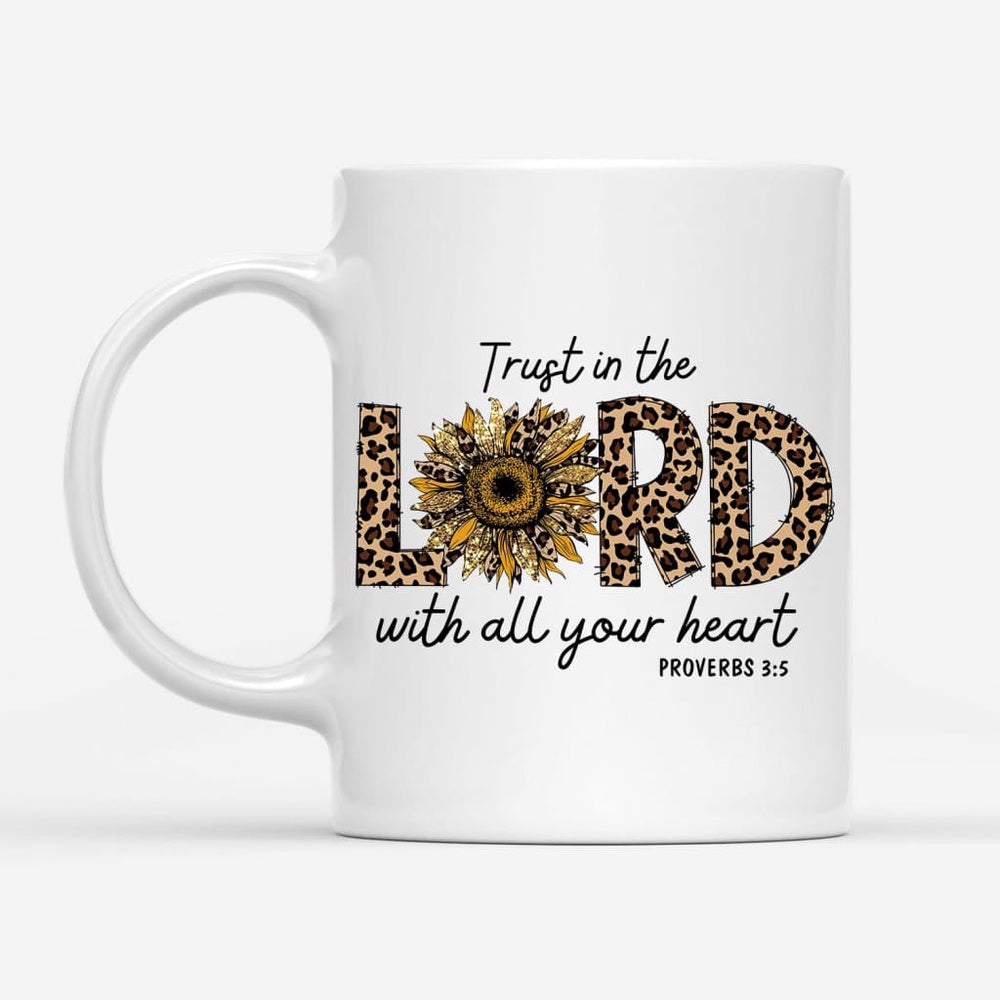 Christian Mug, Trust In The Lord With All Your Heart Leopard Coffee Mug, Religious Coffee Mugs, Scripture Coffee Mugs