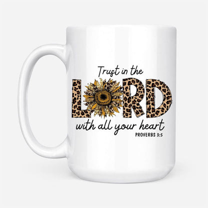 Christian Mug, Trust In The Lord With All Your Heart Leopard Coffee Mug, Religious Coffee Mugs, Scripture Coffee Mugs