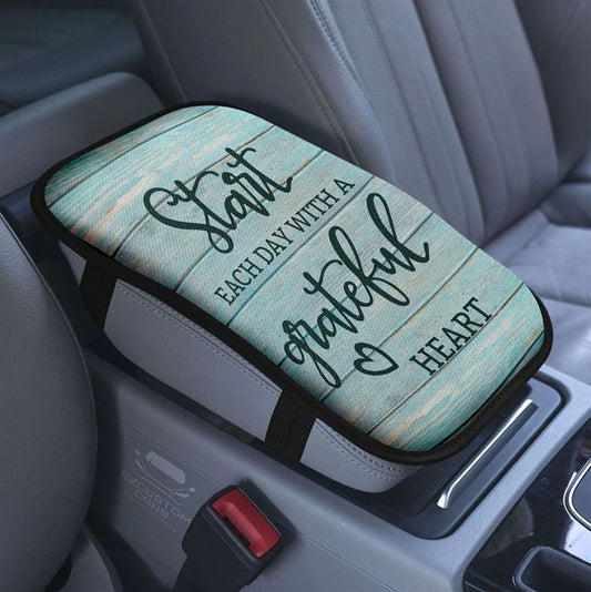 Christian Psalm 914 He Will Cover You With His Feathers Car Center Console Cover, Bible Verse Armrest Pad Cover, Scripture Car Accessory